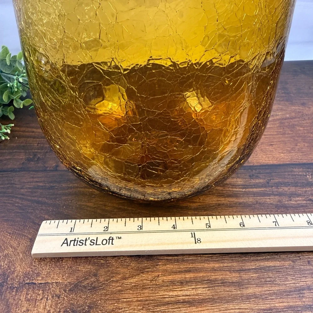 Blenko 8016M Amber Crackle Pill Vase Don Shepherd Design